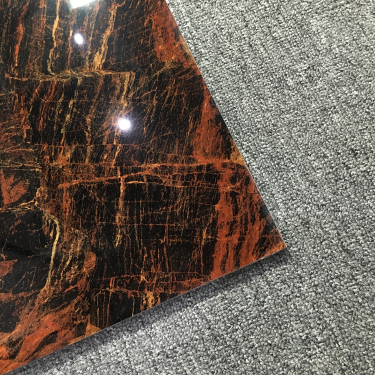 600x600mm Floor Specification Glossy Black and Red Porcelain Floor Tile for Modern Floor