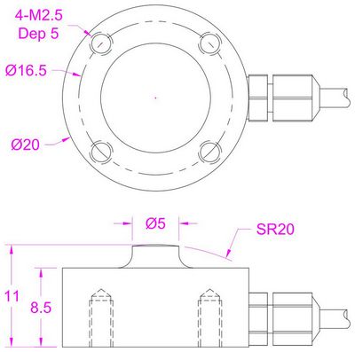 Small compression load cell with 20mm diameter