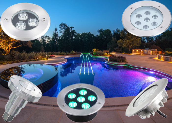 Single Color 9w Led Underwater Light Waterproof , 20° or 30° Beam Angle