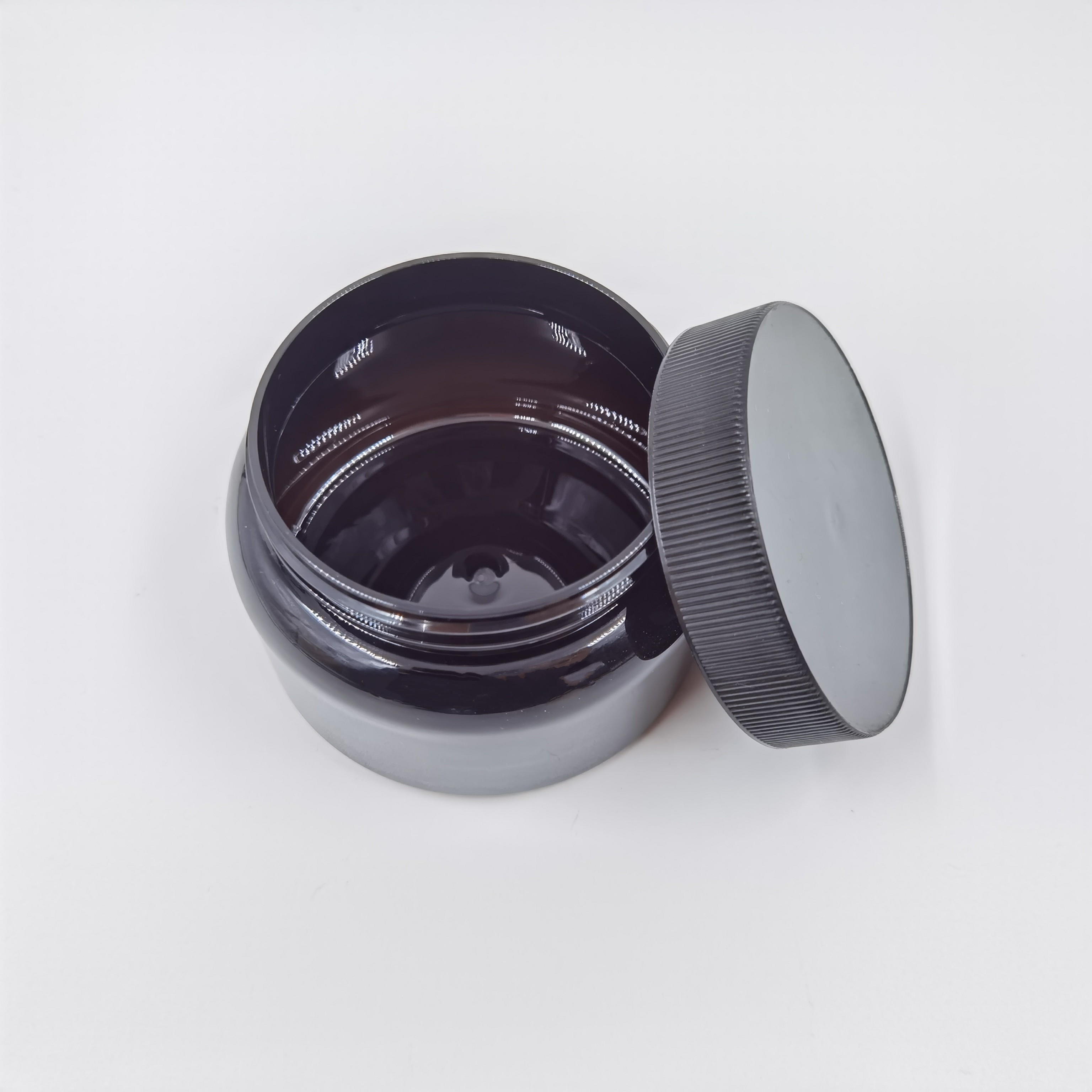 Black Round Single Wall PET Plastic Cosmetic Jars 500ml For Body Butter