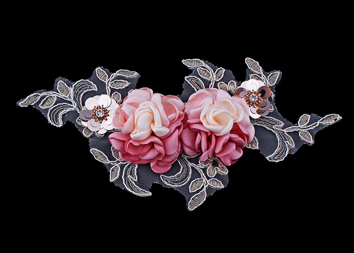 3D Floral Embroidered Applique Patches For Sequin Bead Rhinestone Lace