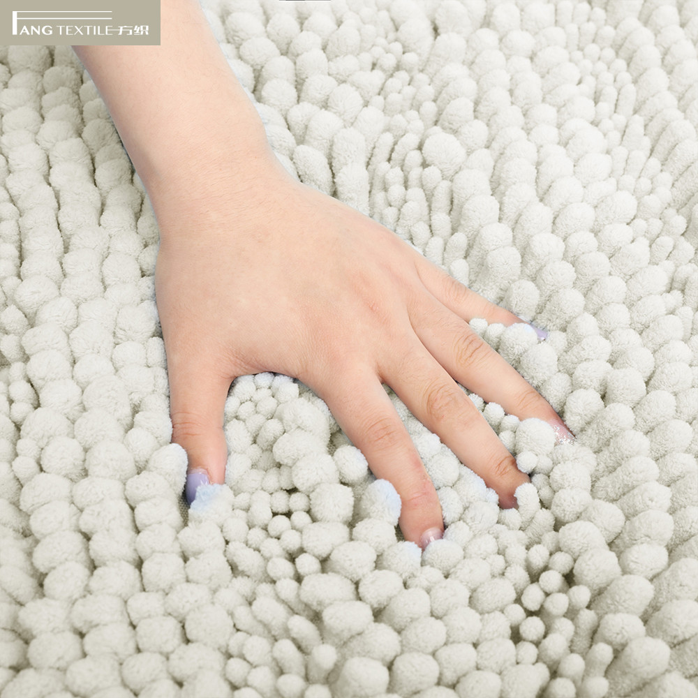 Rectangle Backing Slip Resistant Chenille Bathroom Mats Chenille Fiber Toilet Rug