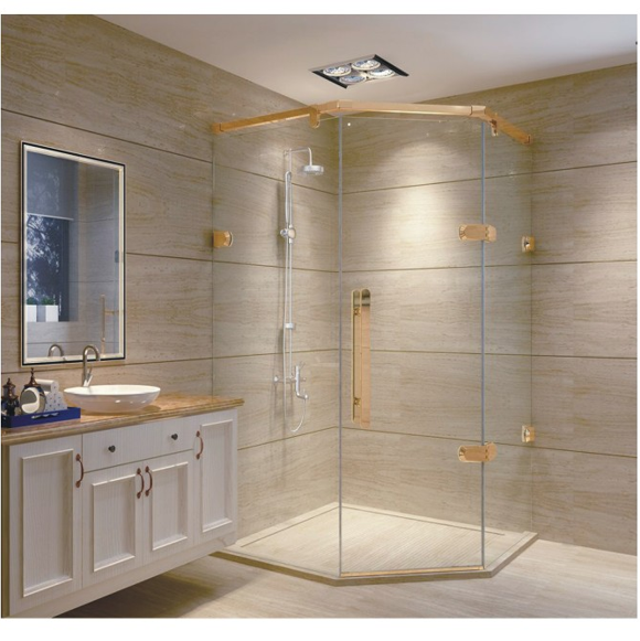 Hotel Bathroom Essential Modern SS304 Mirrored Sliding Shower Door for Renovation