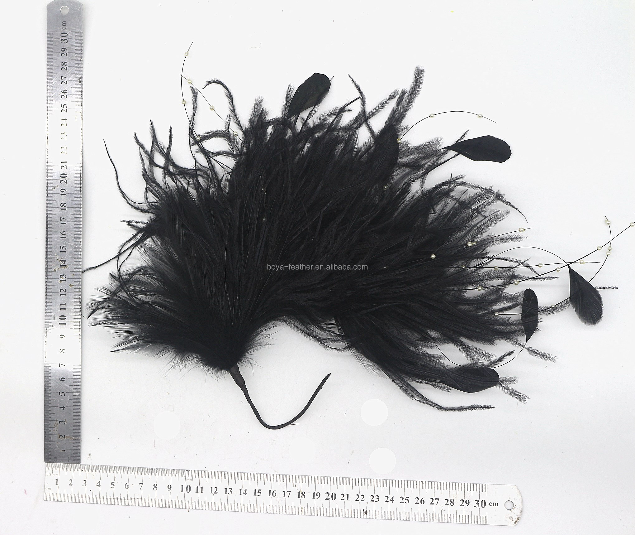 15*30 cm Ostrich Feather Plumes Flower Mount with Wire Accessory in Dyed Pattern