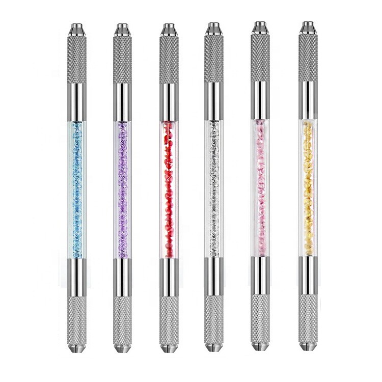 Double Sides Crystal Acrylic Microblading Tattoo Pen 14cm Length