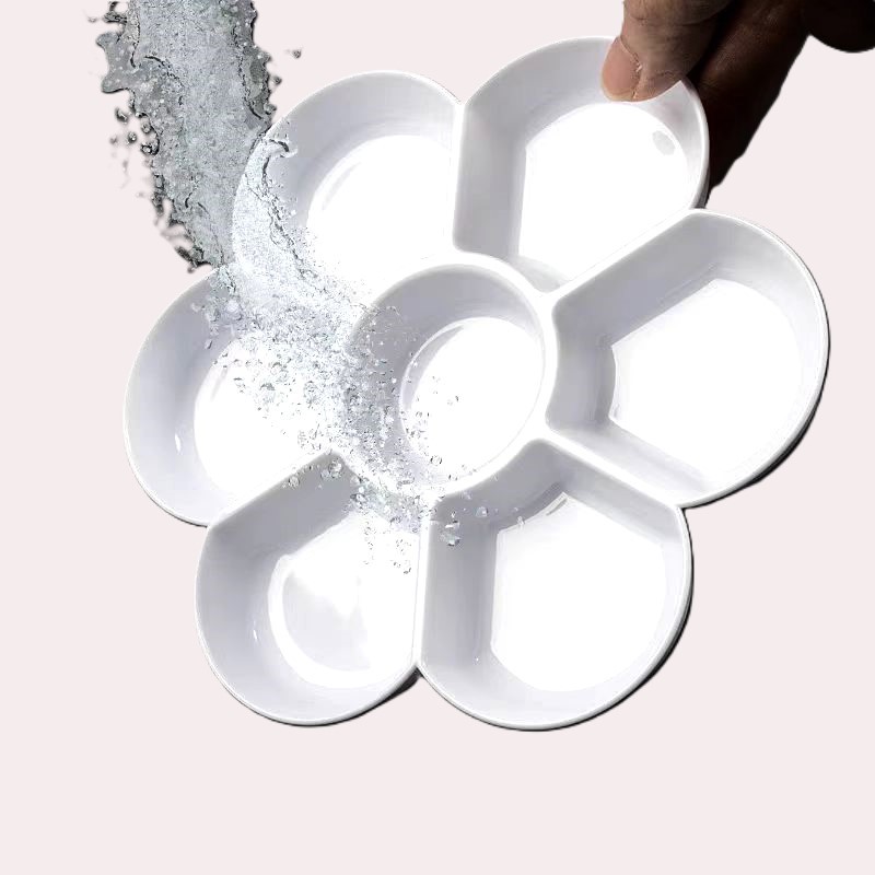 Flower Shape Watercolor And Acrylic Painting Palette Artist Plastic Paint Palette
