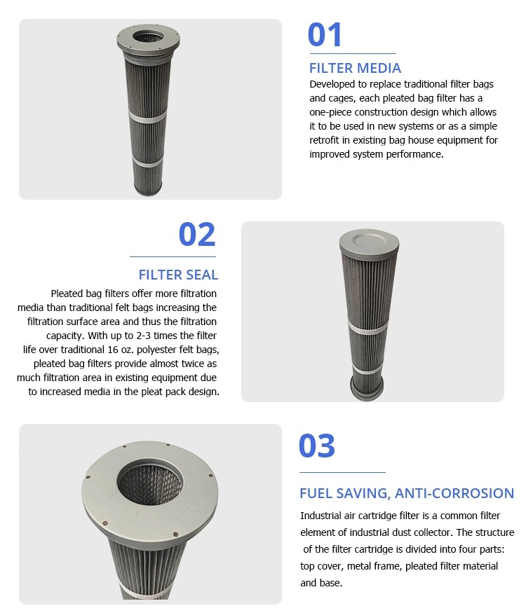 99.99% Pressure Vessel Gas Turbine Filter Pleated Filter Bags