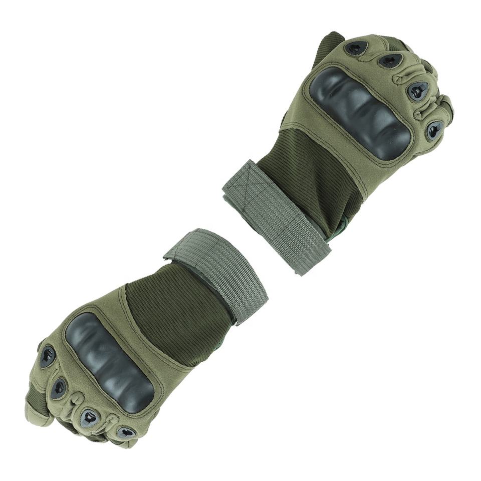 Hook and Loop Wrist Style Hard-Knuckled Microfiber Leather Hand Gloves for Protection