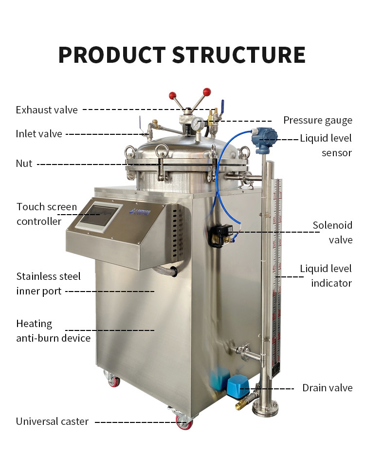 Automatic Sterilizer Retort Autoclave Laboratory Vertical Steam Water Bath Milk