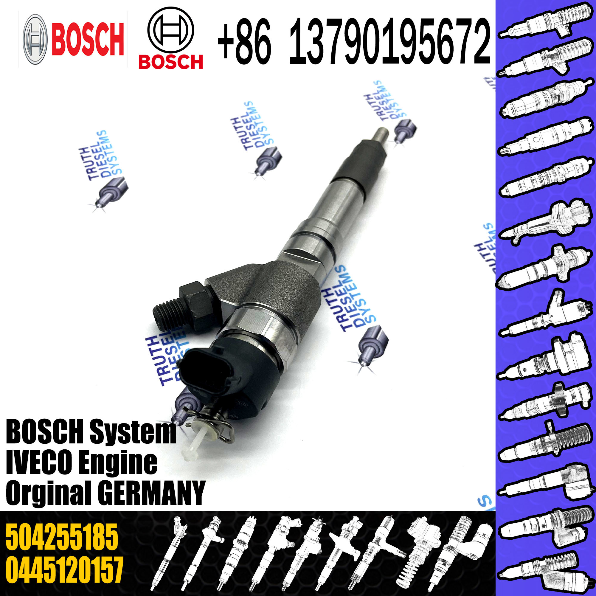 Diesel Injector 0445120157 Common Rail Sprayer 0 445 120 157 Nozzle 0445 120 157 For SAIC-IVECO HONGYAN 504255185