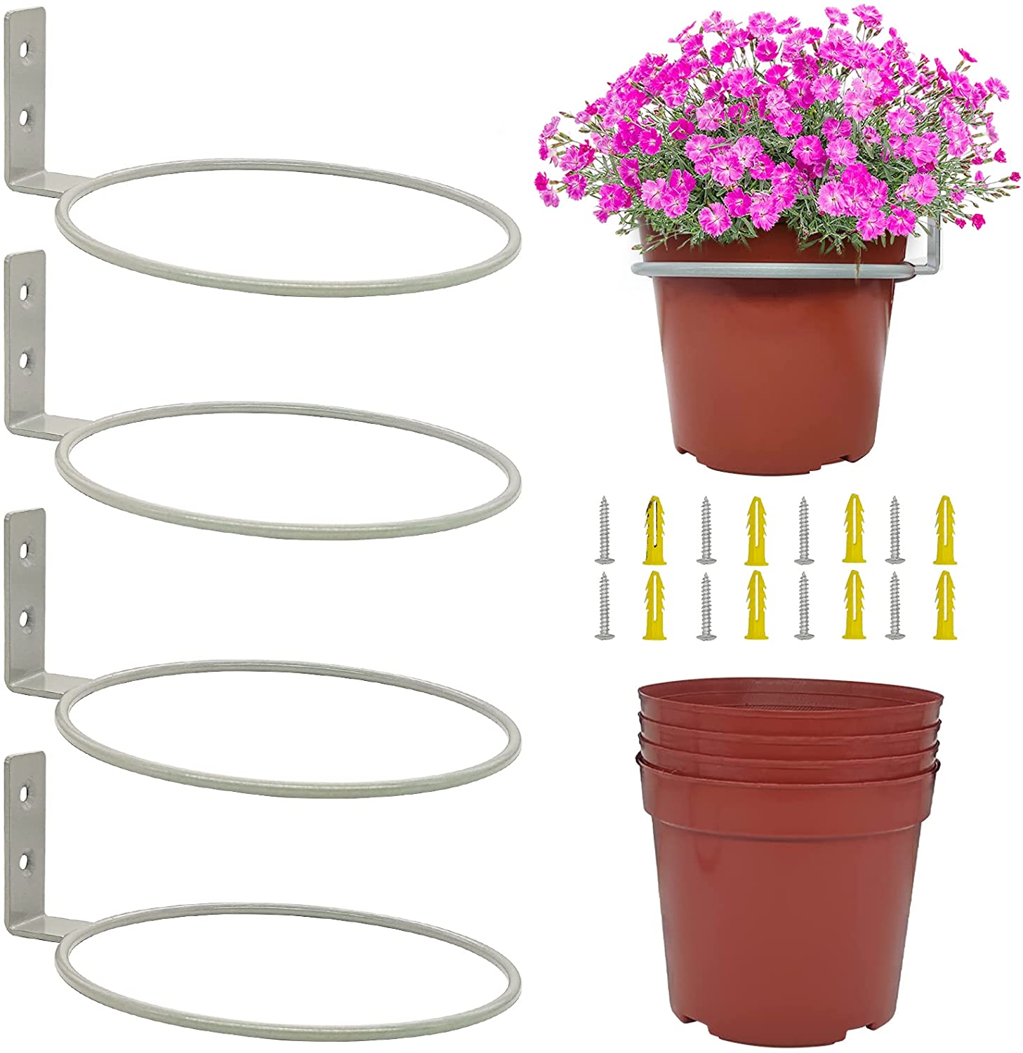 Standard Wall Mounted Pot Rack Flower Pot Hook Ring Foldable Bracket For Home Garden