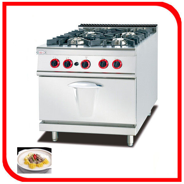 LPG / Natural Gas 4 Burner Cooking Range Impulsive Ignition Stainless Steel Gas Stove