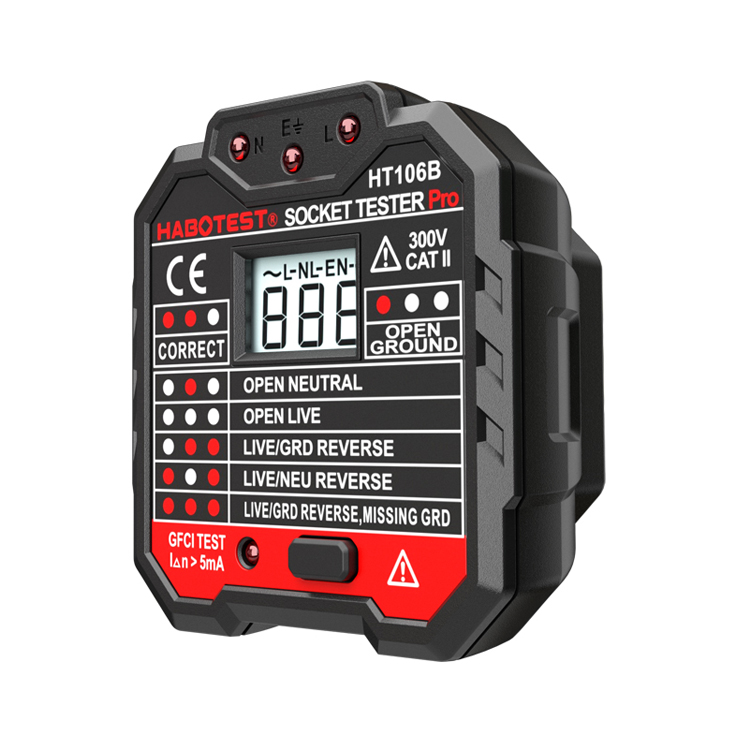 HT106 110 / 220 Volt Outlet Tester , Wall Socket Tester For Voltage Measurement