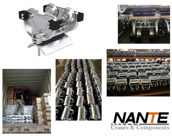 Galvanized Steel Ball Bearing Hardened I Beam Trolley For High Capacity Stowing