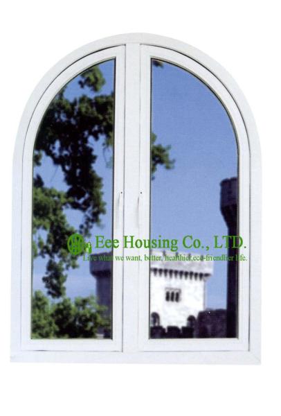 Arch UPVC Windows With Grilled Design For House residential, White Color Vinyl
