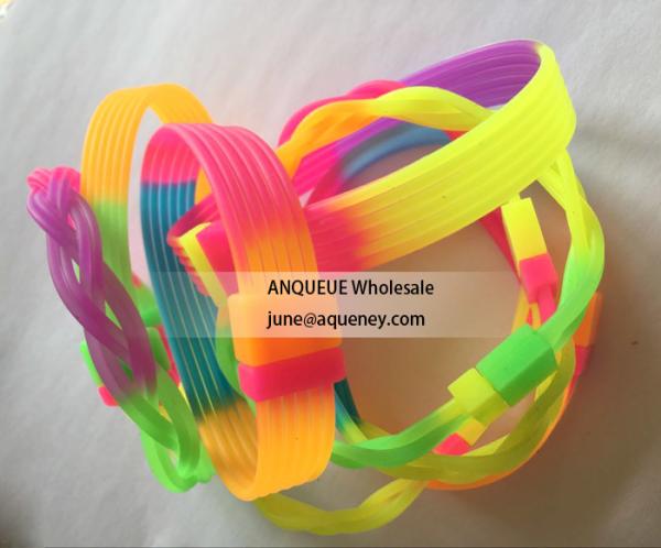 Rainbow rubber bracelets, rainbow silicone wristbands, soft rubber bands