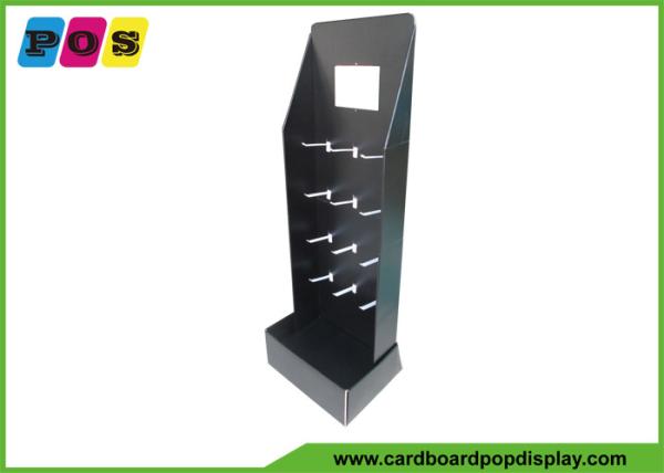 Black Printing Cardboard Floor Promotion Sales Display Stand With Plastic Pegs