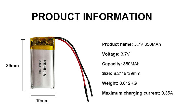 OEM Lithium Ion Polymer Battery Waterproof Li Ion Battery 3.7 V 350mah Rechargeable