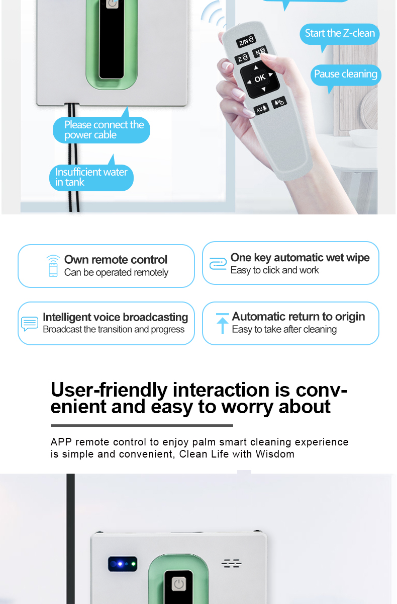 APP Controlled 72W Dual Water Spray Robot Window Cleaner for Fast and Thorough Cleaning