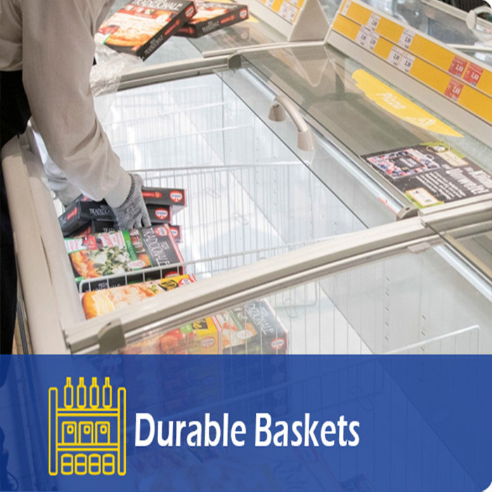 Commercial Sliding Door Freezer , R290 Refrigerant Glass Top Island Freezer