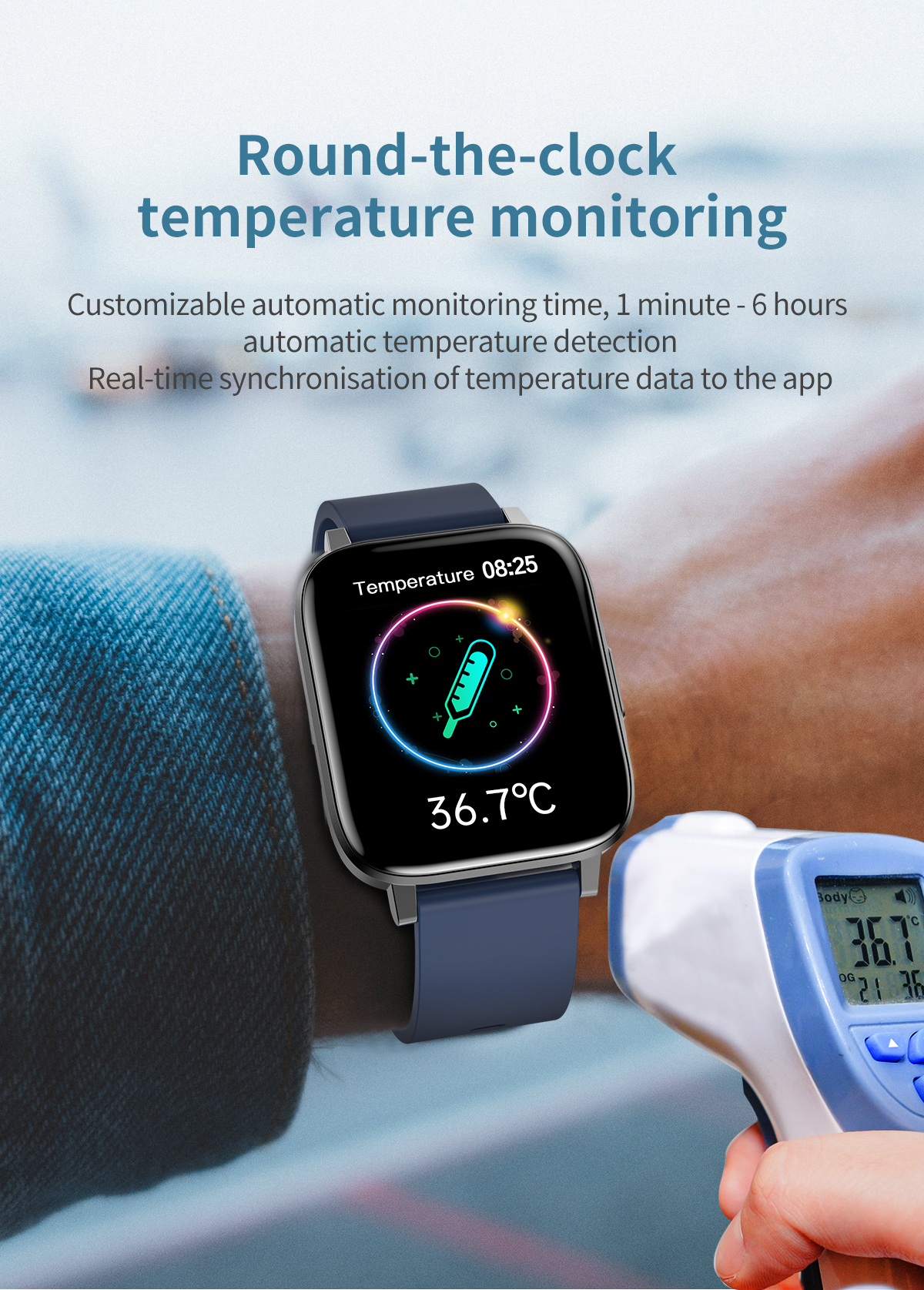 HL60 Smart Watch IPS Large Screen IP68 1.7Inch HD Accurate Blood Oxygen