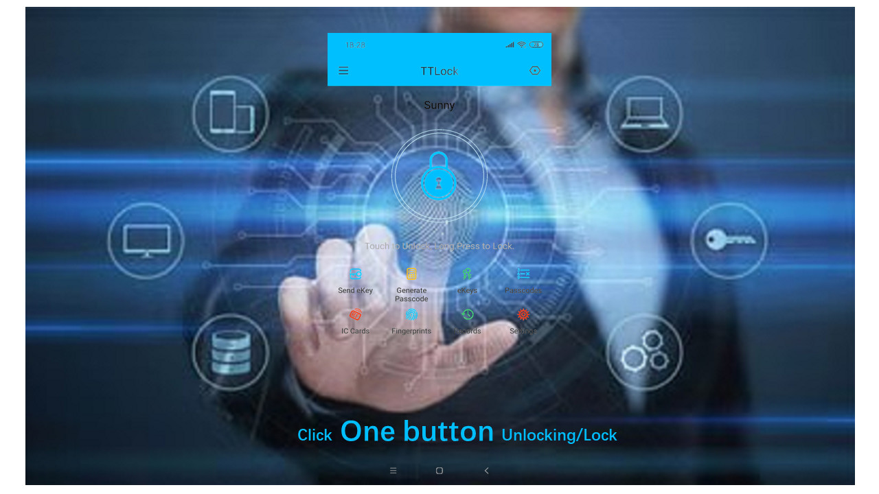 TT Lock Fingerprint Scanner Door Lock Support Password Card Key Open / APP Lock