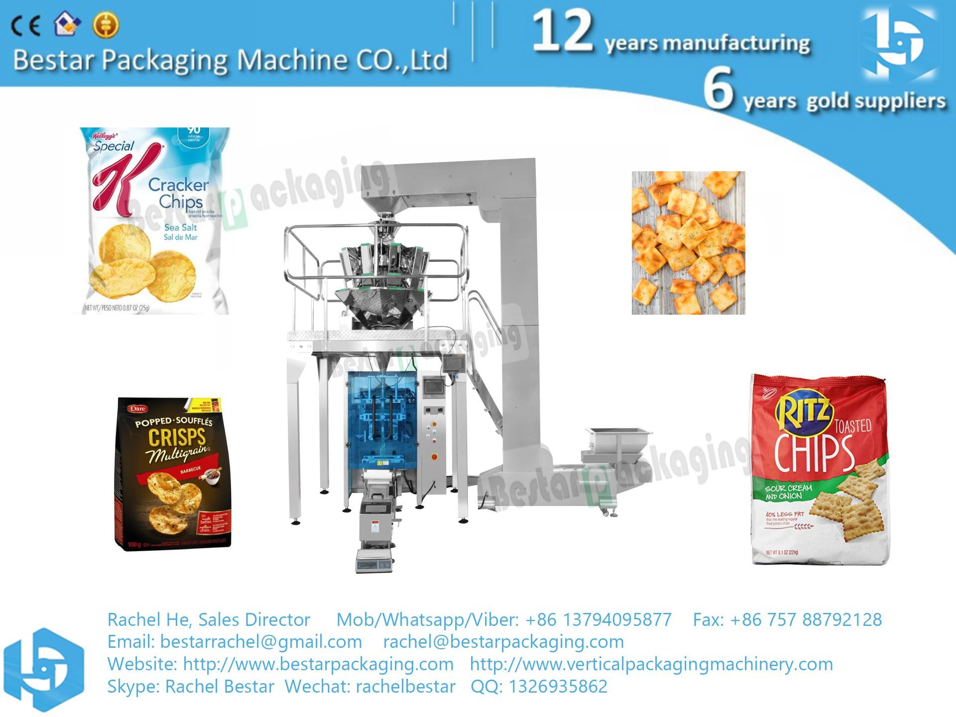 Full automatic grain snack biscuit packing machine with weigher and Z elevator