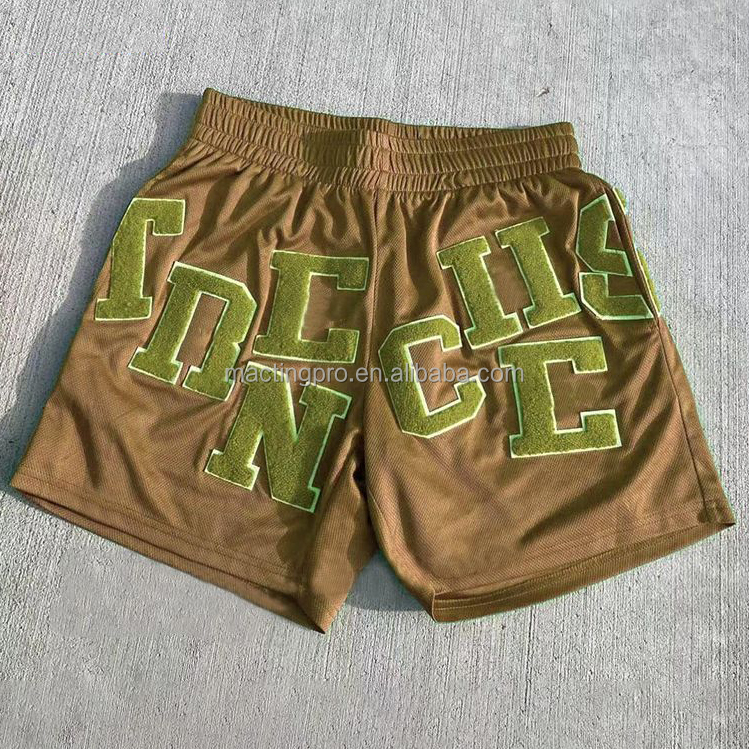Customized Labels Breathable Fit Casual Print Jogger Sports Gym Running Basketball Mesh Shorts for Men