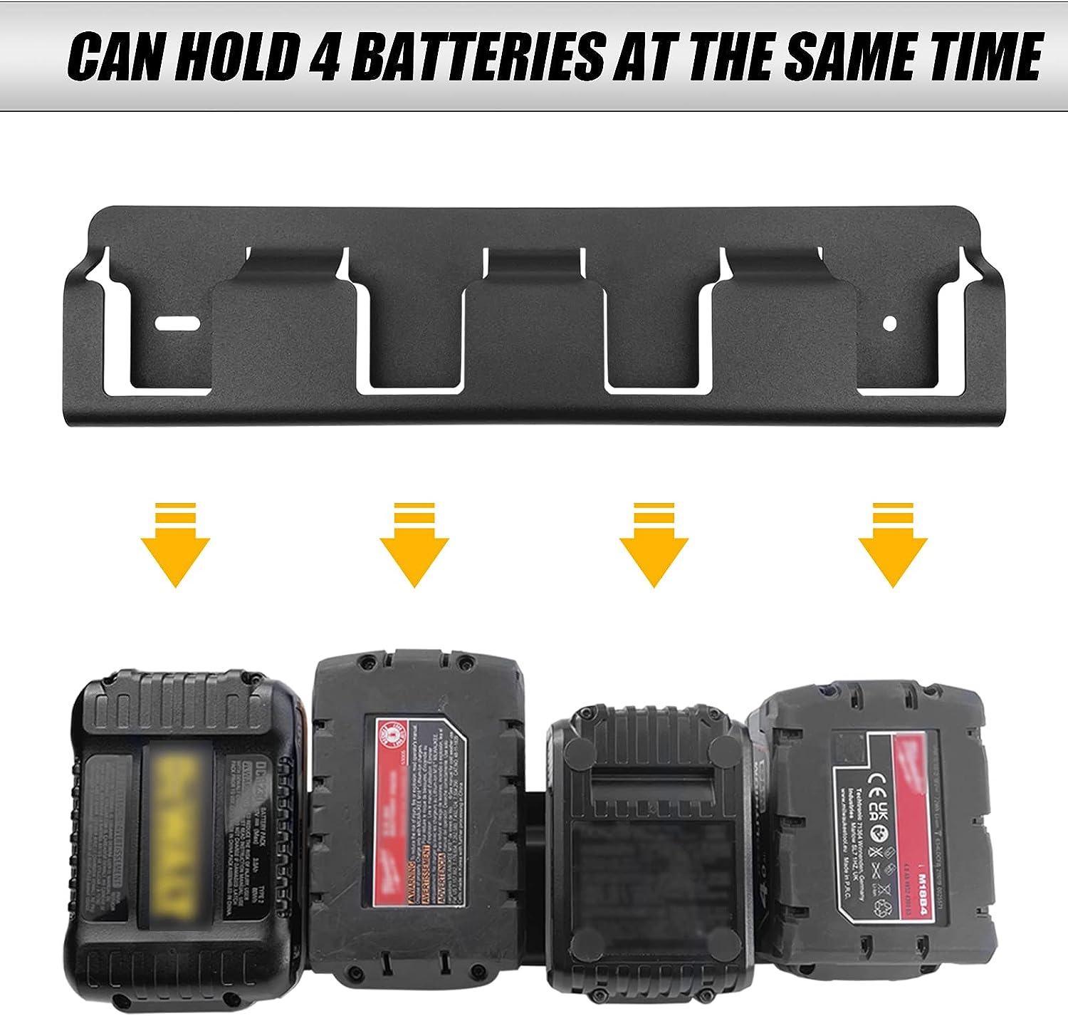 M18 Tool Battery Storage Rack Bracket with Universal Fit and Solid Steel Construction
