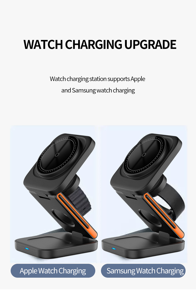 Over Charging Protection 3 In 1 Wireless Charger Stand IPhone And Samsung Watch
