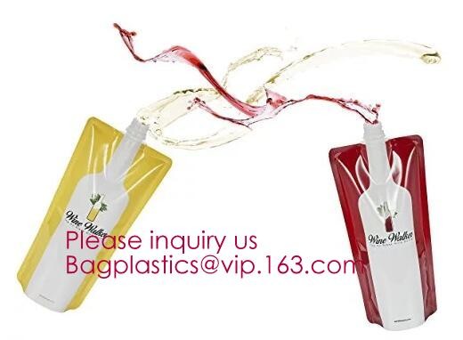 Foldable wine bag portable reusable plastic wine bottle pouch,wine bottle pvc custom packaging bag,vodka,wine,spirit
