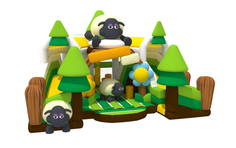 Hand Printing Inflatable Fun City PVC Sheep Castle Bounce House Indoor Inflatable Park