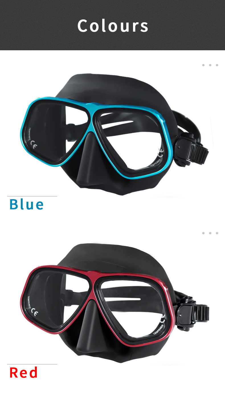 Black Silicone Face Scuba Mask Dive Goggles Aluminium Alloy Frame