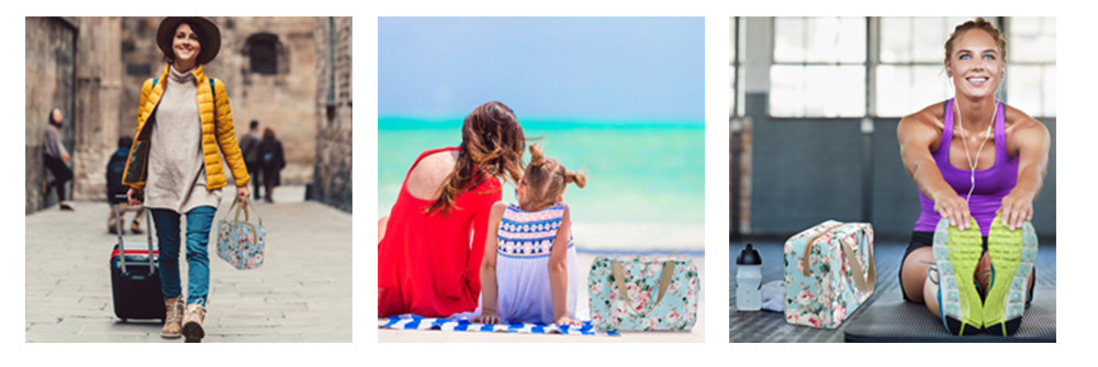 Waterproof Zippered Floral Travel Make Up Bag For Women