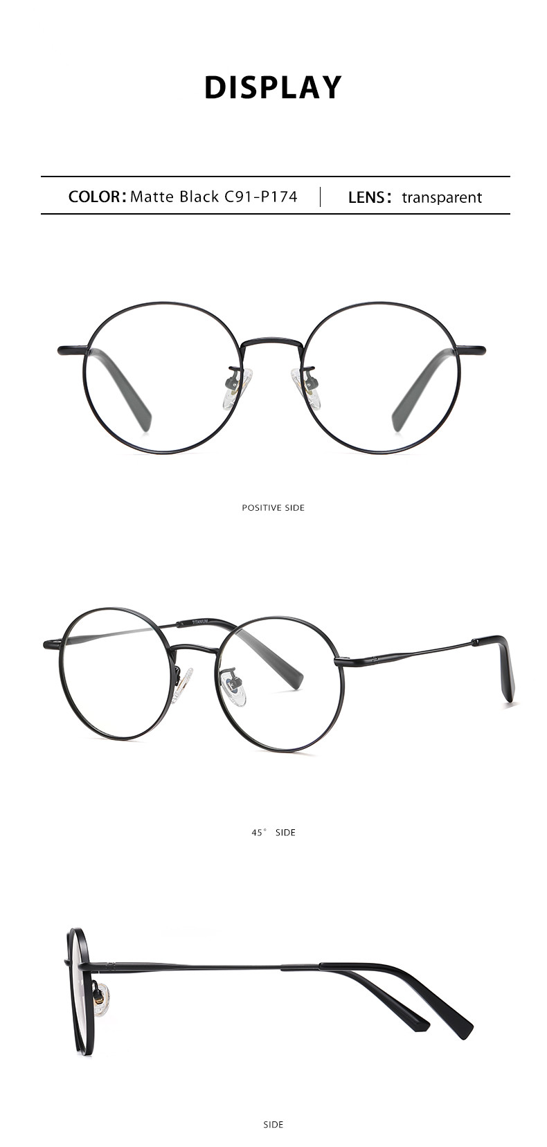 Round Titanium Frame Glasses 145mm Anti Blue Light Glasses Can Change Myopic