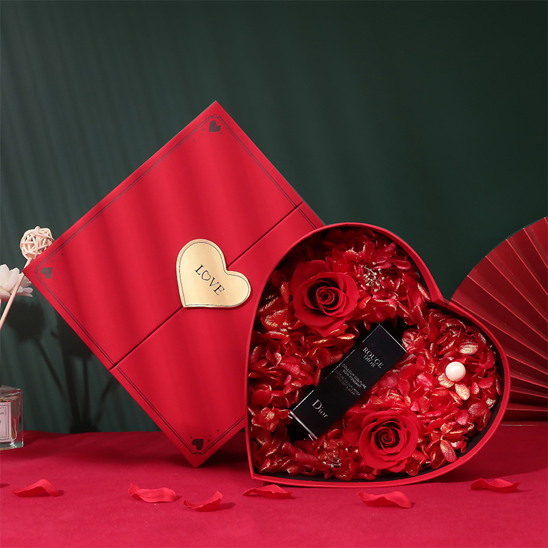 Corrugated Board Custom Valentine's Day Heart Shaped Luxury Boxes for Roses Packaging
