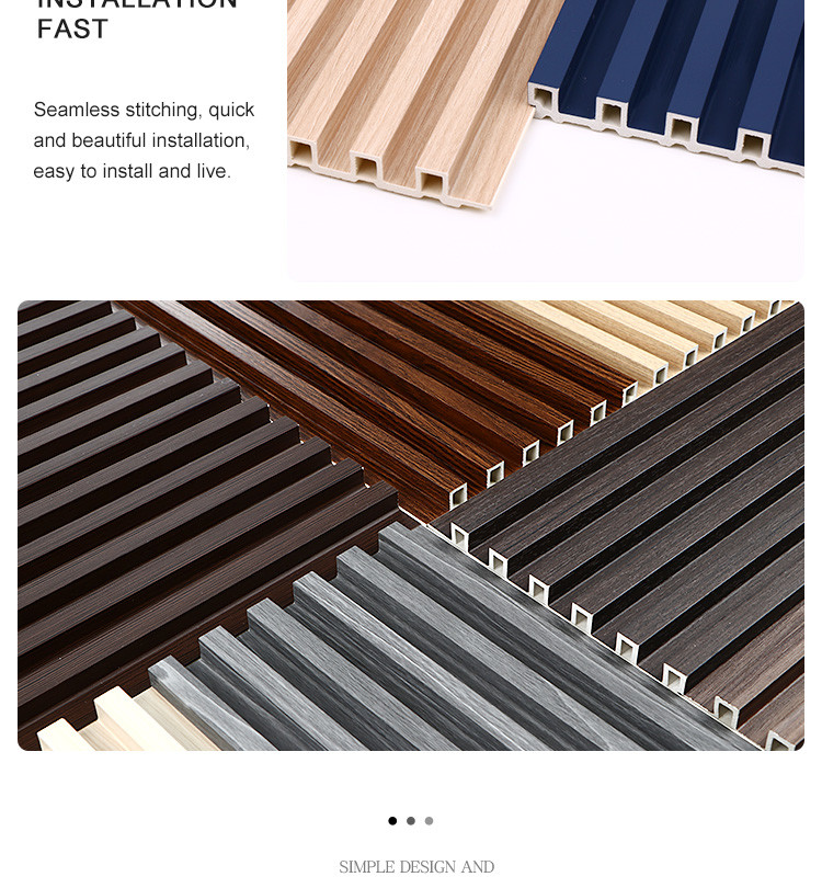 Anti Corrosion 3D Wood Plastic Fluted Wall Panel Grille