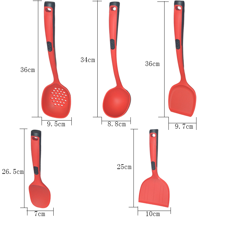 BPA Free 5 Pieces Silicone Spatula Kitchenaid Cooking Utensils Set Heat Resistant
