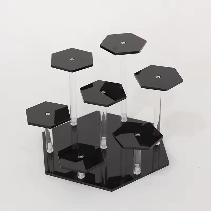 13cm Dia X 9cm Hexagon Acrylic Display Shelf For Action Figures Dolls Jewelry Storage