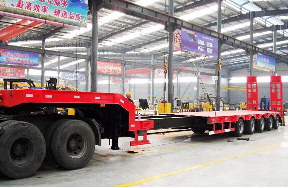 4 Axle Extendable Low Bed Trailer with 90 /50 King Pin and Heavy Duty Landing Gear