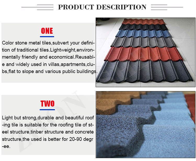 Metal Black and Gray Color Aluminum Zinc Steel Plate Coated Bond Type Roof Tiles for Industrial Design Style
