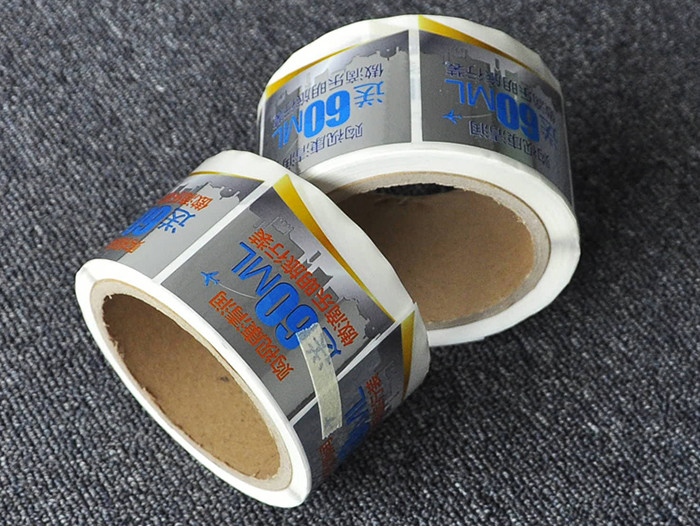 Custom waterproof glossy strong self adhesive PET silver label roll printing