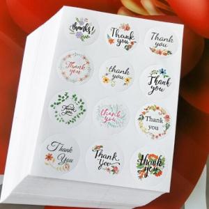  Round Shape Thank You Self Adhesive Sealing Stickers 2.5*2.5cm Waterproof Manufactures