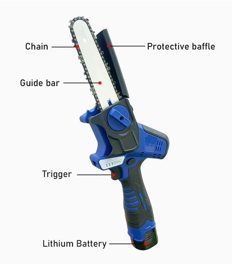 Electric Handheld Battery Mini Chainsaw 6 Inches Cordless Power Chain Saws Wood