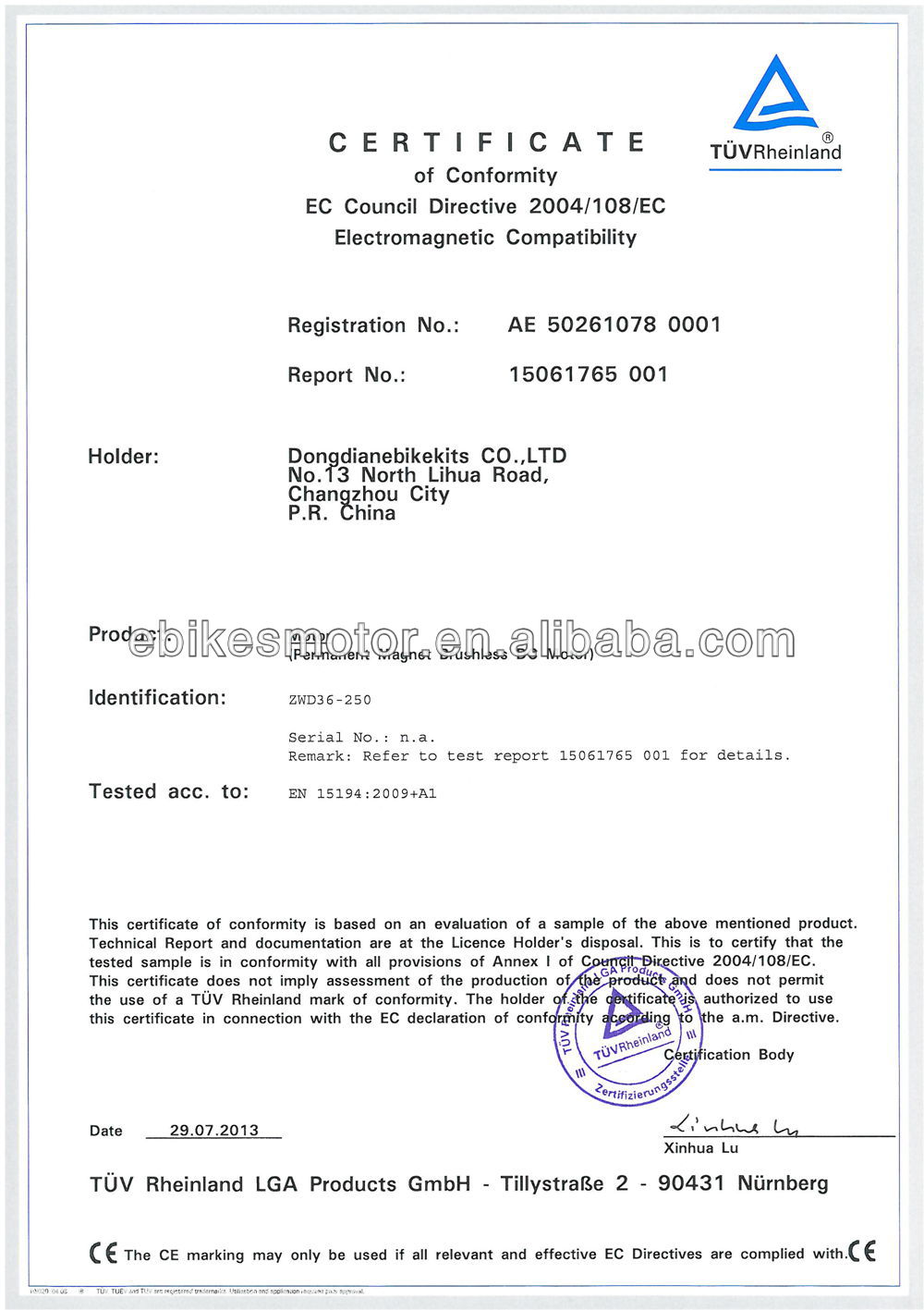 CE Approved Top Quality 3kw electric bicycle kit