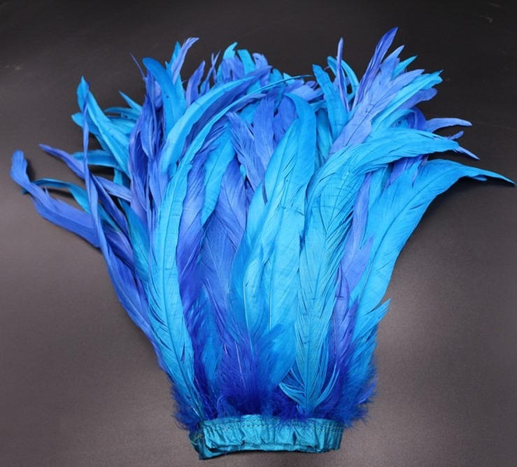 Event Party Supplies 10-12 inch Cock Coque Feather Fringe Trim with Satin Ribbon Tapes