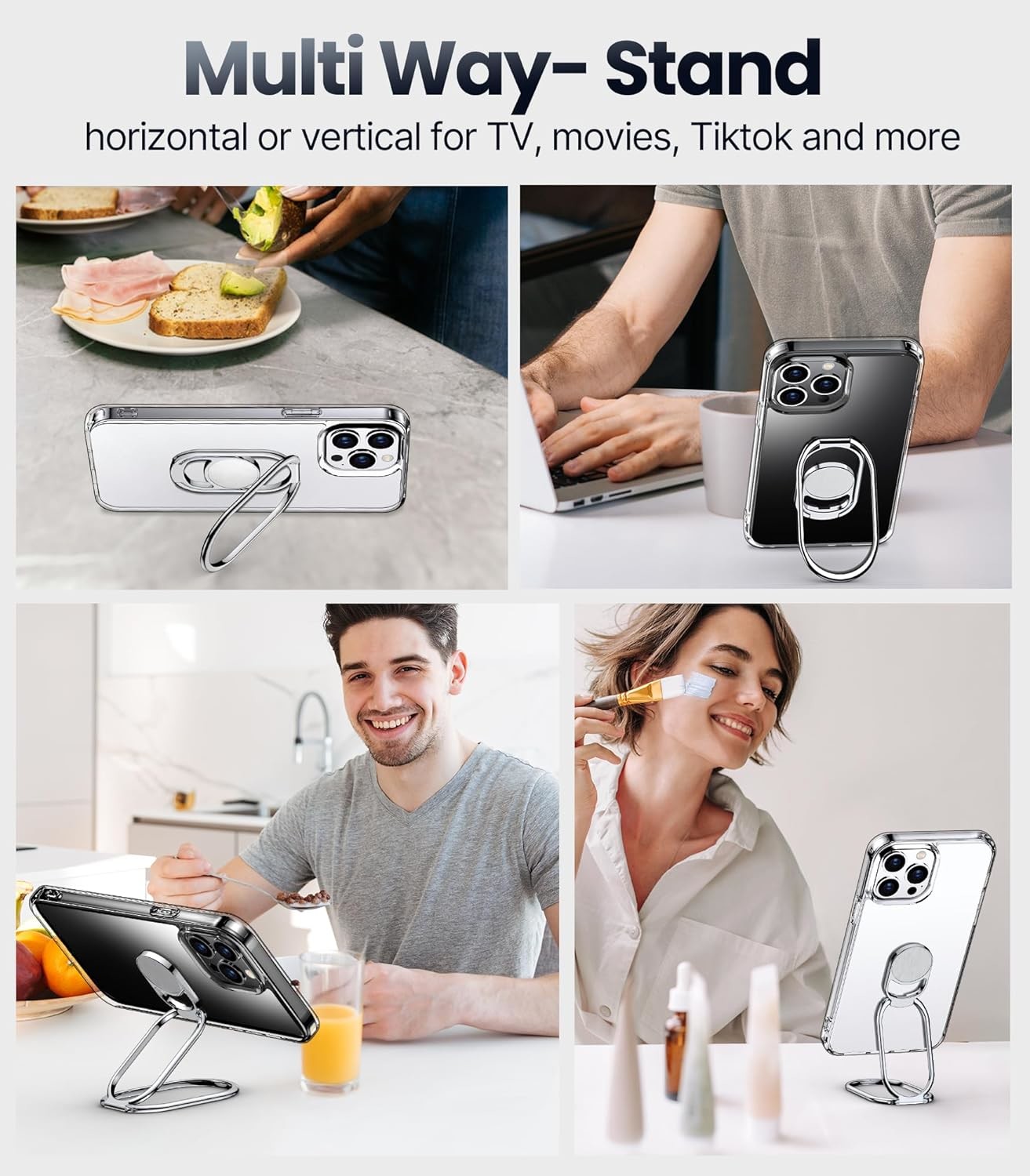 Shields Up for iPhone 12 Pro Max Case with Stand, Phone Case Clear with Double Ring Holder [Adjustable & Foldable]