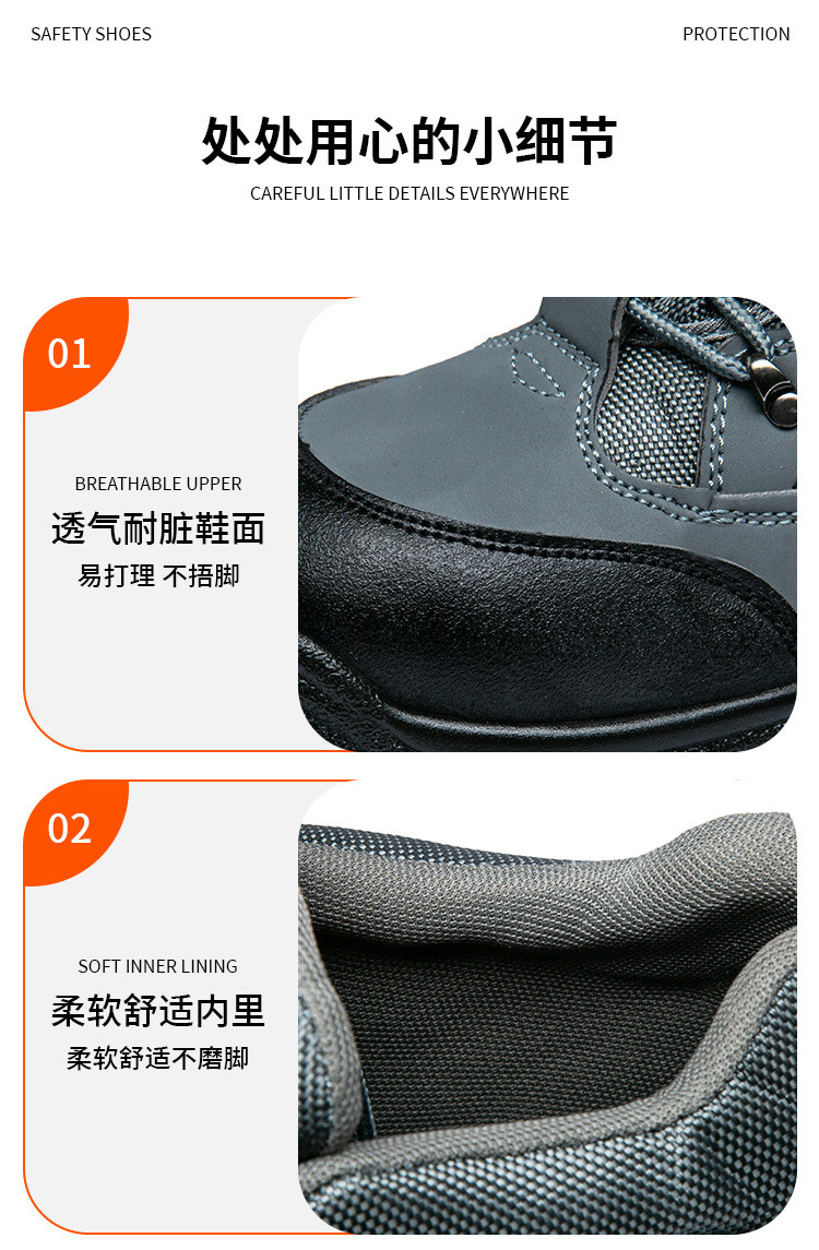 Oxford Cloth Security Boots Men PU Injection Sole Steel Plate Anti Proof Work For Mens