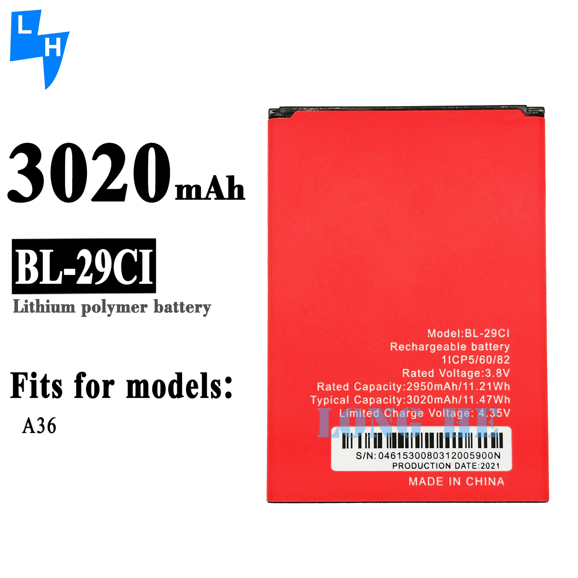 BL-29CI Rechargeable Batteries 3020mAh Battery for itel A36 Handheld Device