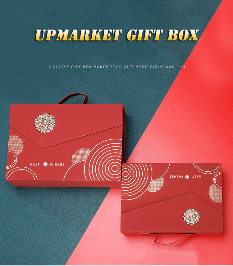 Cardboard Paper Wedding Gift Box Packaging With Magnetic Folding With PU Handle